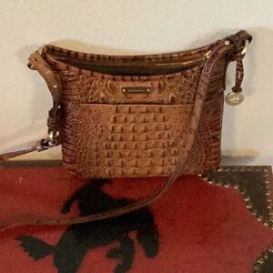 Brahmin Brown Croc-Embossed Crossbody Bag